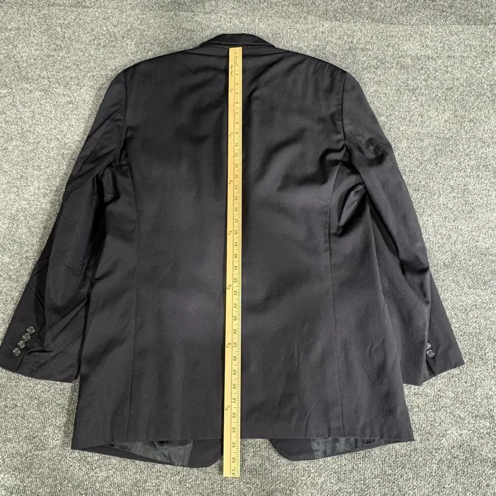 Calvin Klein Blazer Mens 46L Black 100% Wool 3 Button Notch Lapel Sport Coat